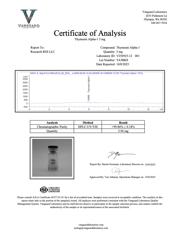 Thymosin Alpha-1, 6mg Lyophilized Powder